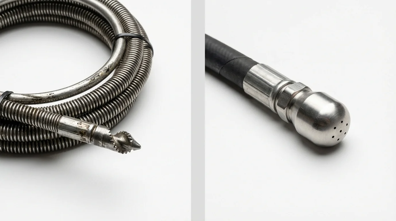 Drain snake cable and hydro jetting nozzle used for drain cleaning in Washington, PA